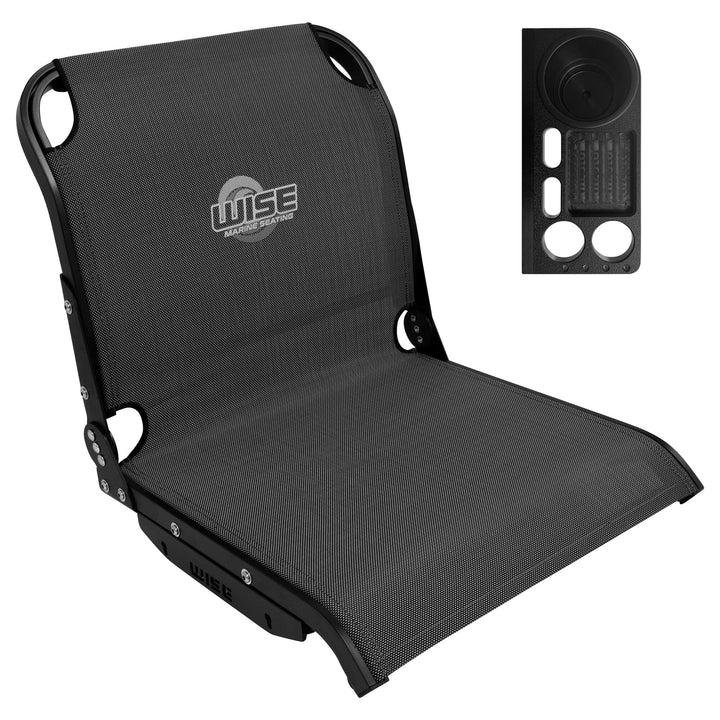 Wise AeroX™ Mesh Mid Back Seat with Deluxe XCaddy Drink / Tool Holder Bundle Boatseats Carbon X Right Hand