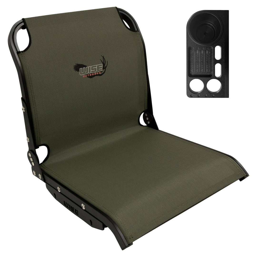 Wise AeroX™ Mesh Mid Back Seat with Deluxe XCaddy Drink / Tool Holder Bundle Boatseats Green Left Hand