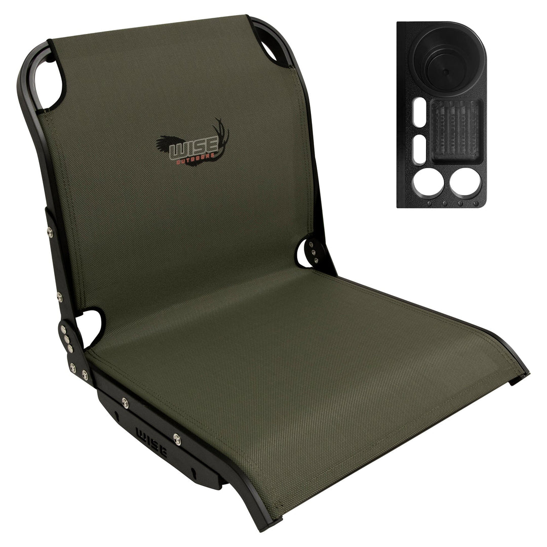 Wise AeroX™ Mesh Mid Back Seat with Deluxe XCaddy Drink / Tool Holder Bundle Boatseats Green Right Hand