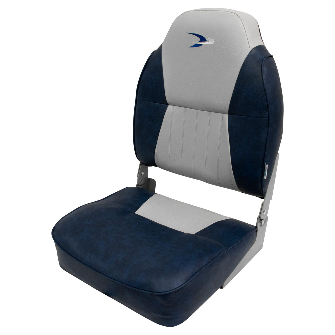 Wise 8WD640PLS Lund Style High Back Fishing Seat Fold Down WiseMarine Grey • Navy