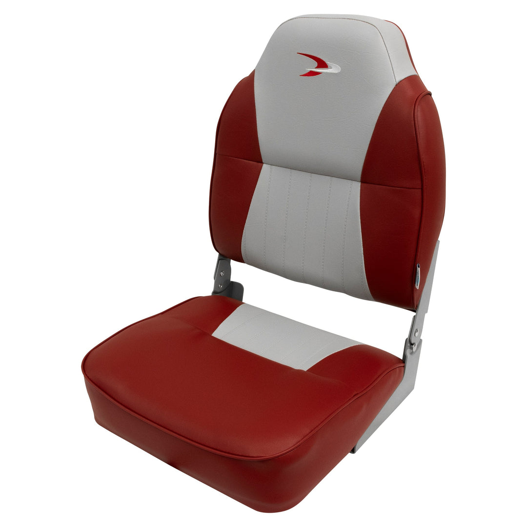 Wise 8WD640PLS Lund Style High Back Fishing Seat Fold Down WiseMarine Grey • Red