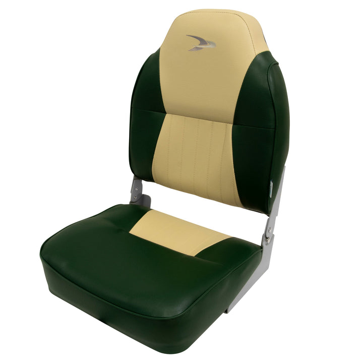 Wise 8WD640PLS Lund Style High Back Fishing Seat Fold Down WiseMarine Green • Sand