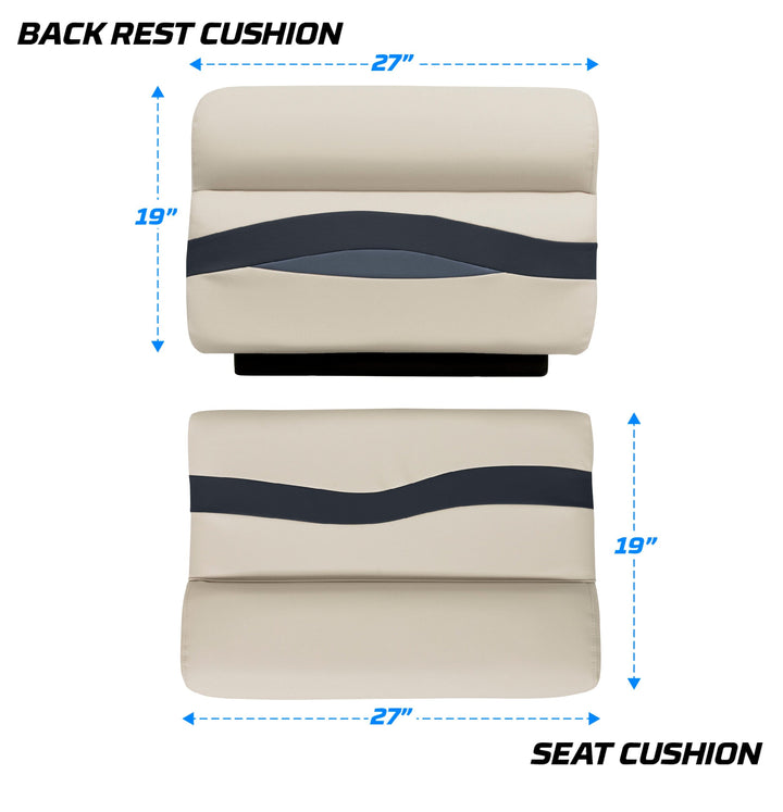 Wise BM1143-2 Premier Pontoon 27" Bench Cushion Set Premier Cushion Sets Wise Pontoon