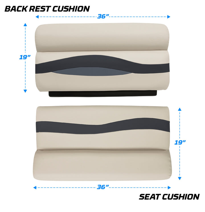 Wise BM1144-2 Premier Pontoon 36" Bench Cushion Set Premier Cushion Sets Wise Pontoon