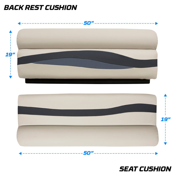 Wise BM1145-2 Premier Pontoon 50" Bench Cushion Set Premier Cushion Sets Wise Pontoon