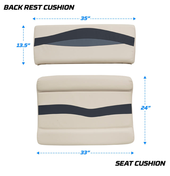 Wise BM1152-2 Premier Pontoon Flip Flop Cushion Set Premier Cushion Sets Wise Pontoon