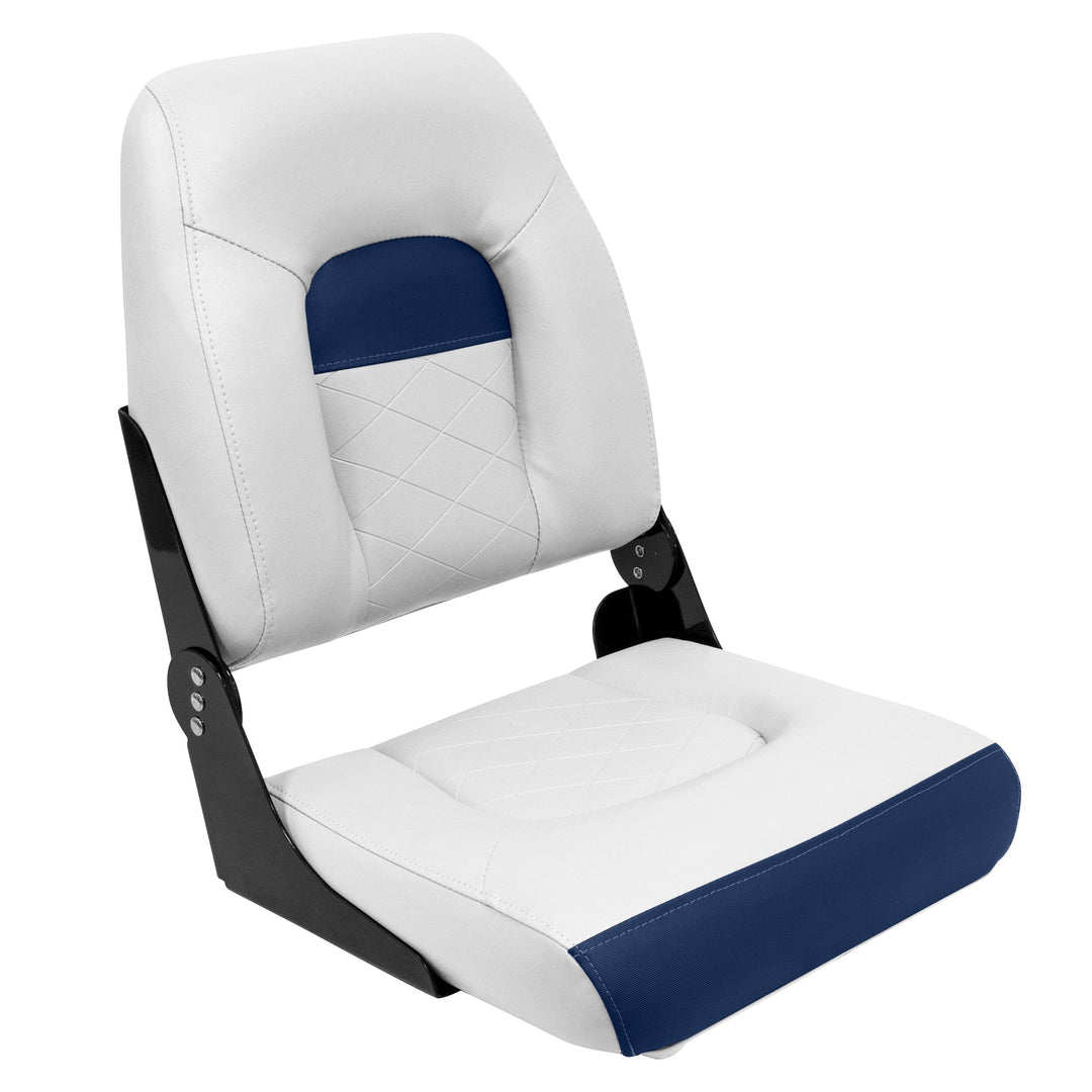Wise DLX1461 *New* DLX Series Fold Down Seat DLX Pontoon Boatseats White • Mariner Blue