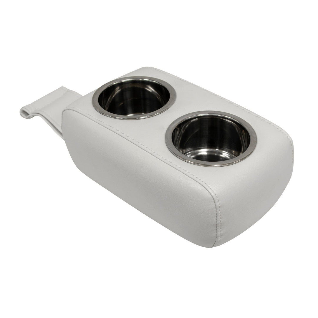 Wise 3059 Portable Stainless Double Drink Holder for Pontoon Furniture Pontoon Accessory Wise Marine Brite White
