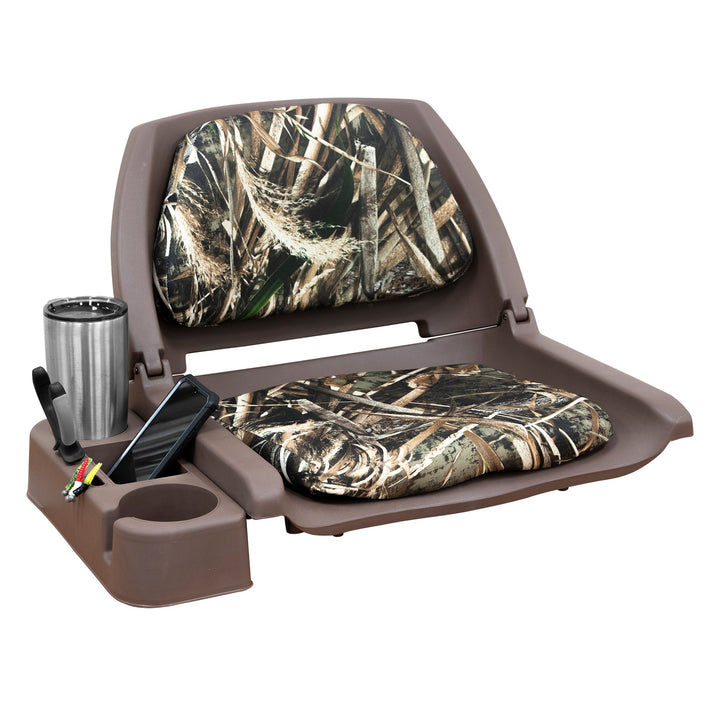 Wise 8WD139CLS Padded Camo Seat w/ Seat Caddy Bundle Wise Marine Realtree Max 5 • Brown Shell