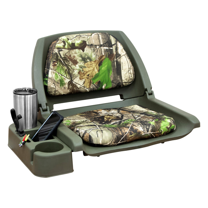 Wise 8WD139CLS Padded Camo Seat w/ Seat Caddy Bundle Wise Marine Realtree APG • Green Shell