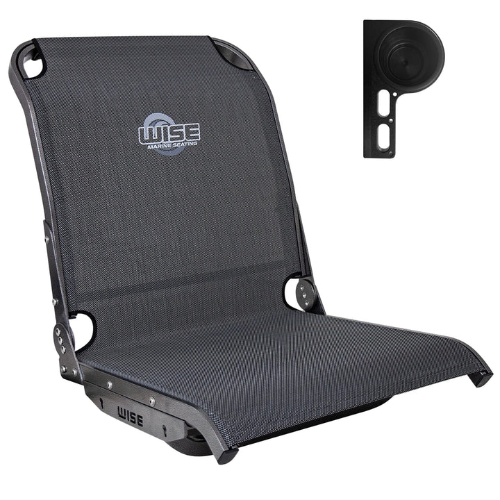 Wise AeroX™ Mesh High Back Seat with Slimline XCaddy Drink / Tool Holder Bundle Boatseats Carbon X Left Hand 