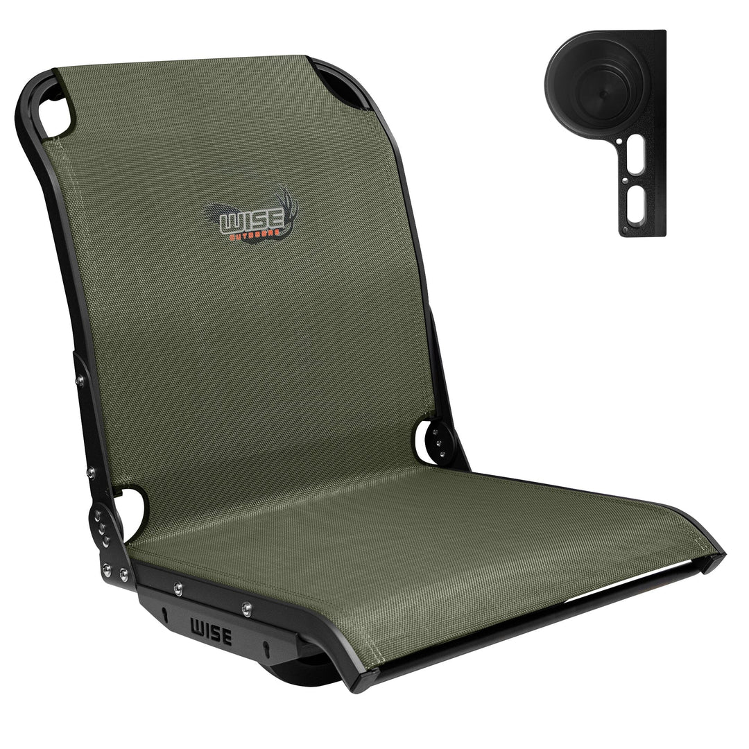Wise AeroX™ Mesh High Back Seat with Slimline XCaddy Drink / Tool Holder Bundle Boatseats Green Left Hand 