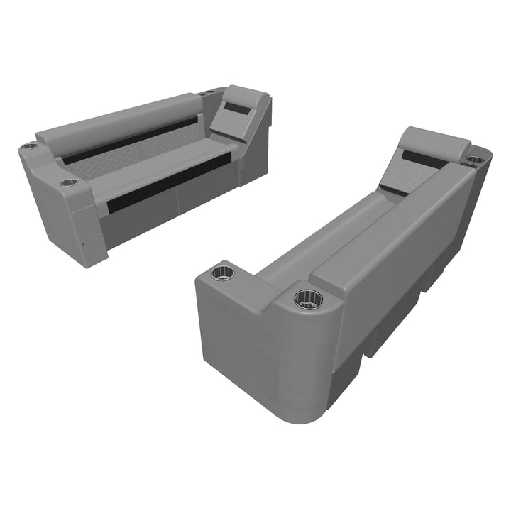 Wise DLX Series Pontoon - 55" Bench w/ Lean Back & Arm Rest Package Boatseats Marble • Reef Stone 