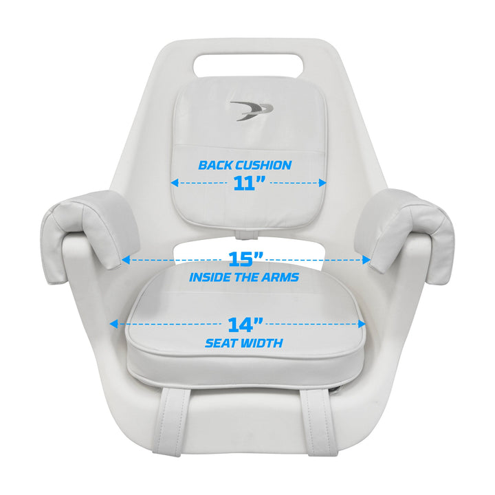 Wise 8WD007-710 Deluxe Pilot Chair & Cushions w/ 15" Fixed Pedestal & Seat Slide Mount Offshore Seating Boatseats 