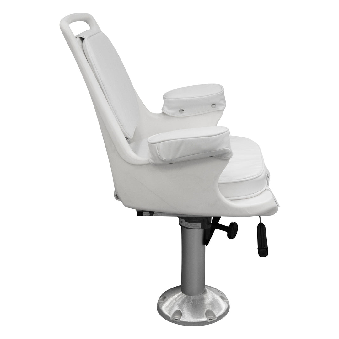 Wise 8WD1007-710 Captains Chair & Cushions w/ 15" Fixed Pedestal & Seat Slide Mount Offshore Seating Boatseats 