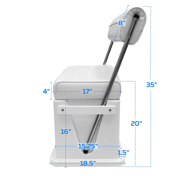 Wise 8WD437SS Offshore Swingback 62 Qt Cooler Seat | White Offshore Seating Boatseats 
