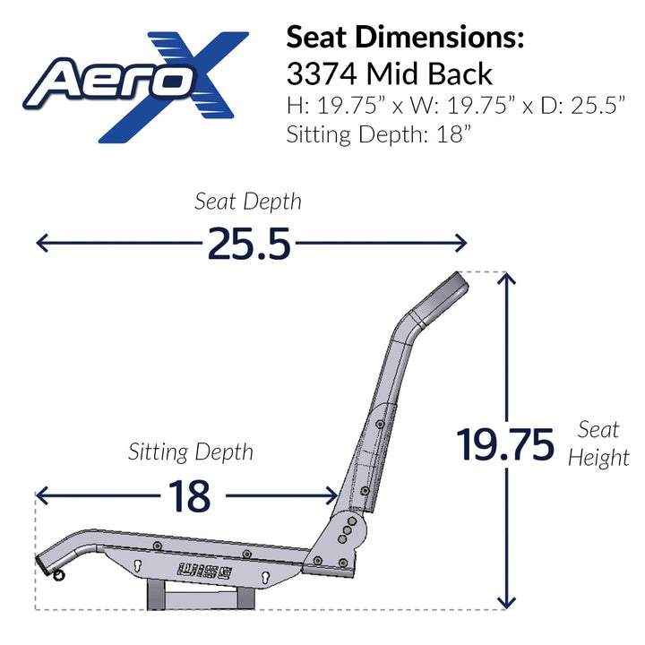 Wise 3374 AeroX™ Cool-Ride Mesh Mid Back Boat Seat - Offshore Edition Aero X Boatseats 