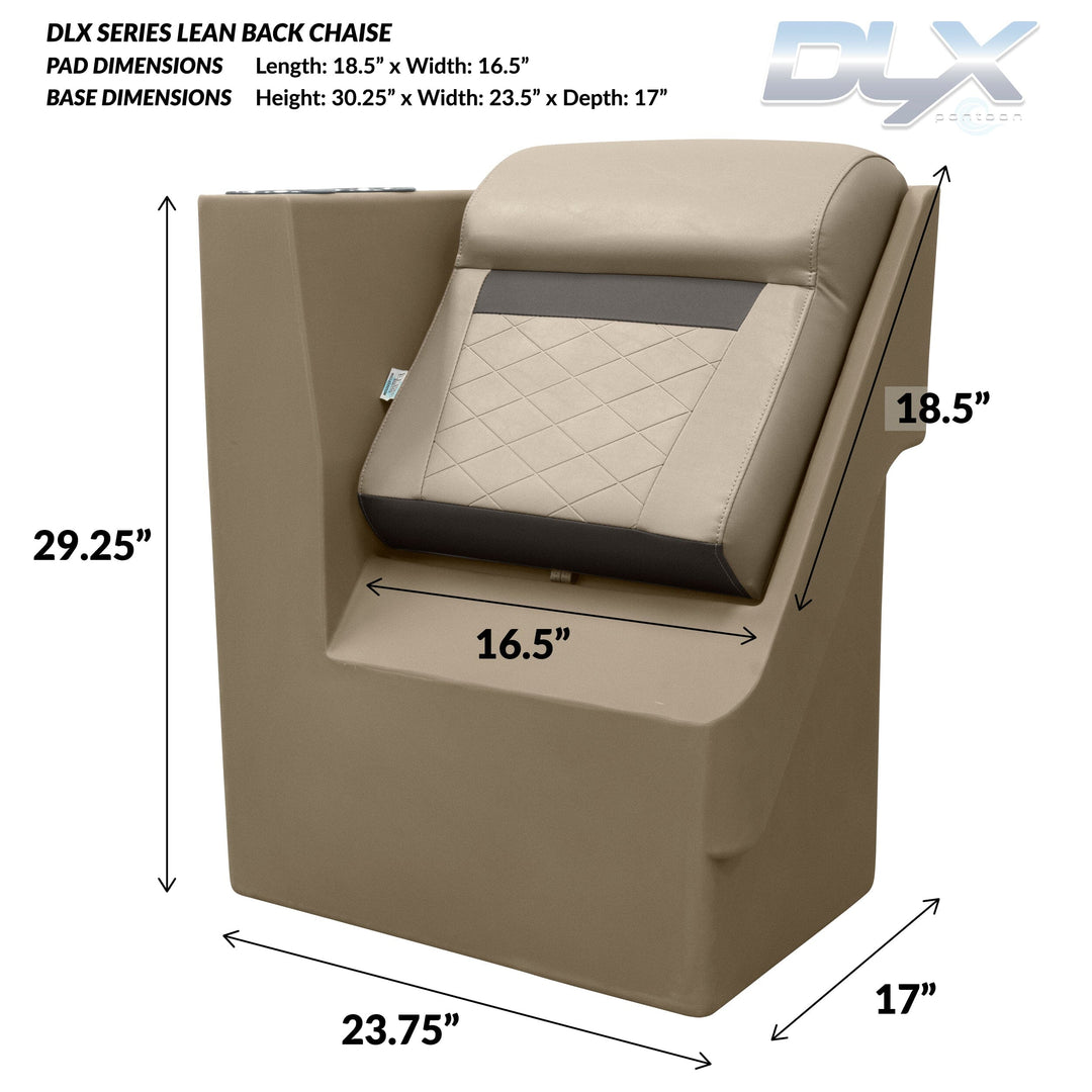 Wise DLX1305L - DLX Series Pontoon Lean Back Chaise - Left Radius DLX Pontoon Boatseats 