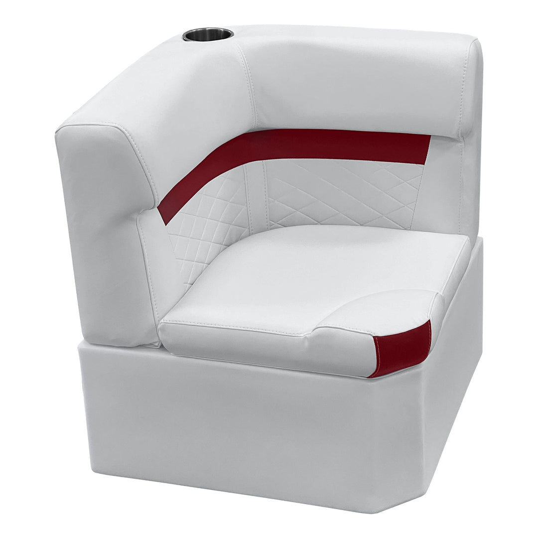 Wise DLX133 *New* DLX Series Pontoon Corner Section Cushion & Base Package DLX Pontoon Boatseats White • Crimson Red 