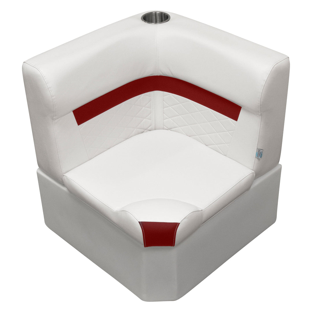 Wise DLX133 - DLX Series Pontoon Corner Section Cushion & Base Package DLX Pontoon Boatseats White • Crimson Red 
