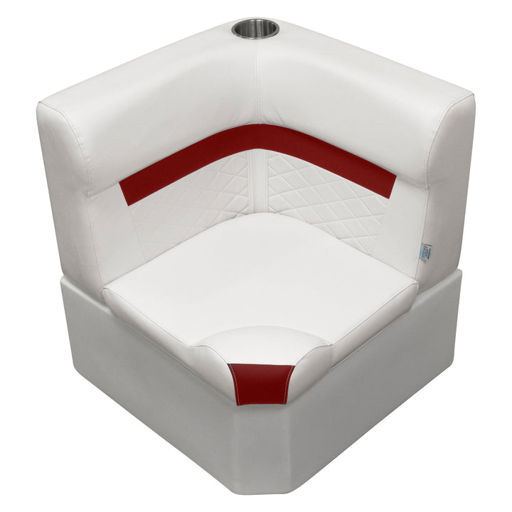 Wise DLX133 - DLX Series Pontoon Corner Section Cushion & Base Package DLX Pontoon Boatseats White • Crimson Red 