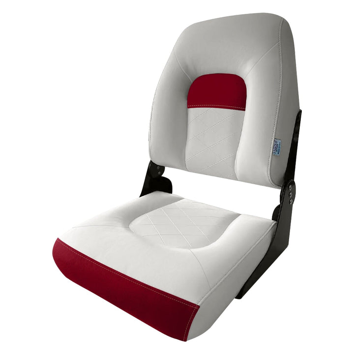 Wise DLX1461 *New* DLX Series Fold Down Seat DLX Pontoon Boatseats White • Crimson Red 