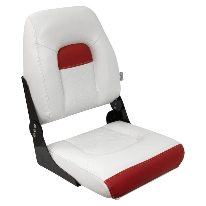 Wise DLX1461 - DLX Series Fold Down Seat DLX Pontoon Boatseats White • Crimson Red 