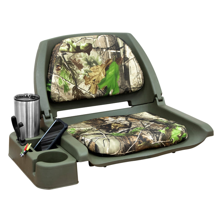 Wise 8WD139CLS Padded Camo Seat w/ Seat Caddy Bundle Wise Marine Realtree APG • Green Shell 