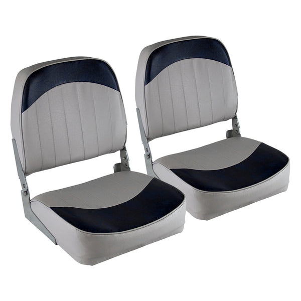 Wise 8WD734PLS Standard Low Back Fishing Seat - Double Pack Bundle Wise Marine Grey • Navy 